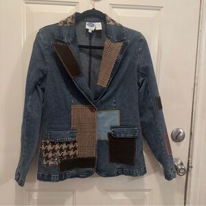 Diane Gilman Patchwork Blazer in Blue and Brown